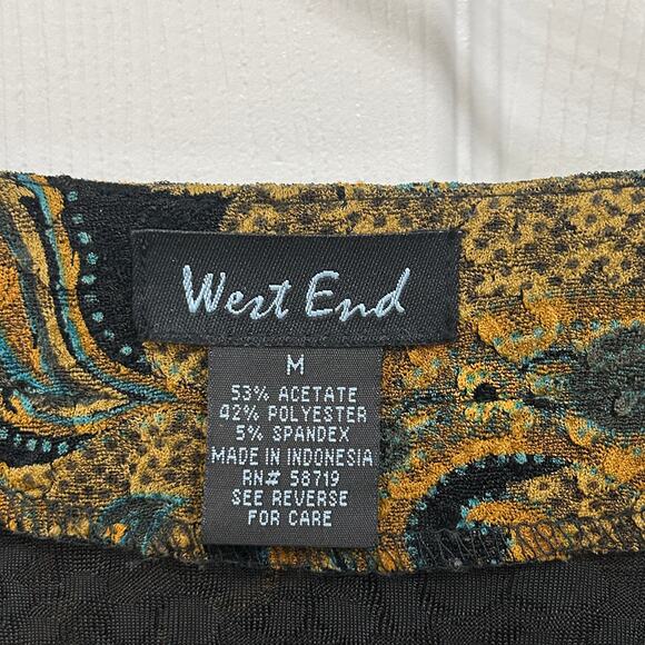 West End Women’s Blouse Size M Floral Paisley Lined Stretch - Picture 3 of 5